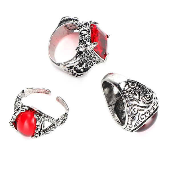 3 stk Alloy Retro Ring Udsøgt bærbar Rhinestones Ring Smykker Tilbehør Gave