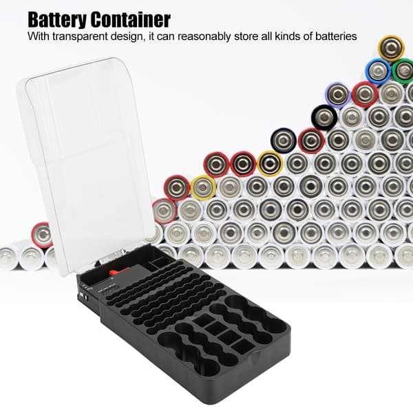 Multifunksjonell 104 rutenett 3 lys batterioppbevaringskasse Organizer Container Box med batteritester