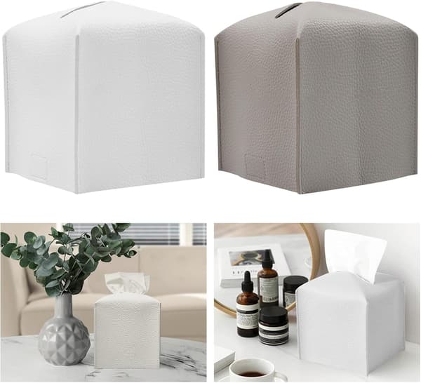 Paper Holder, Square PU Leather Paper Holder, Waterproof Modern Paper Holder with Bottom Strap, Decorative Foldable Paper Holder