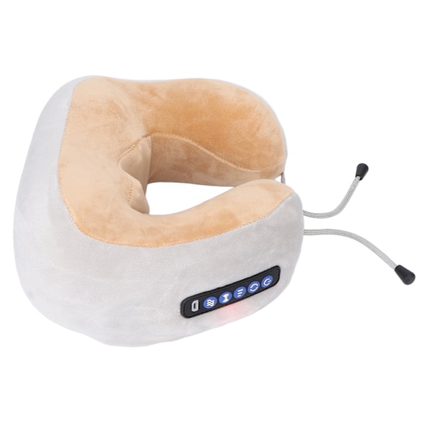 Genopladelig U-formet massagepude elektrisk nakke cervical massager memory foam bil nakkebeskytter grå