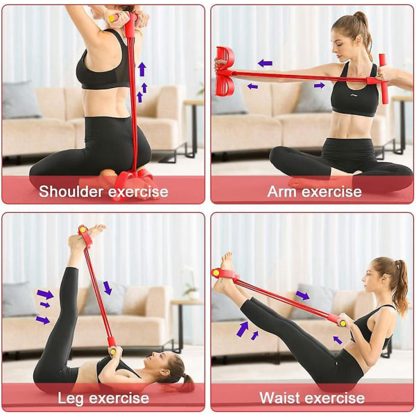 Multifunktionellt elastiskt fitness med fotpedal och roddfäste