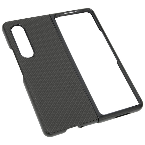Fodral för vikbar mobiltelefon, fullständigt skydd för Galaxy Z Fold 3, kolfiberstruktur, svart
