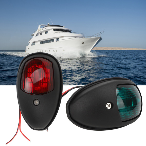 1 par bærbare, slitesterke navigasjonslys for yachter 10‑30V bredtrykks fraktsignallampesvart