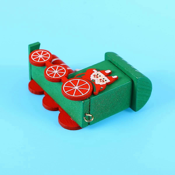 Søte Mini Tog Ornamenter i Tre Barneleker Gave til Julebord Barnehage Dekor (Grønn)