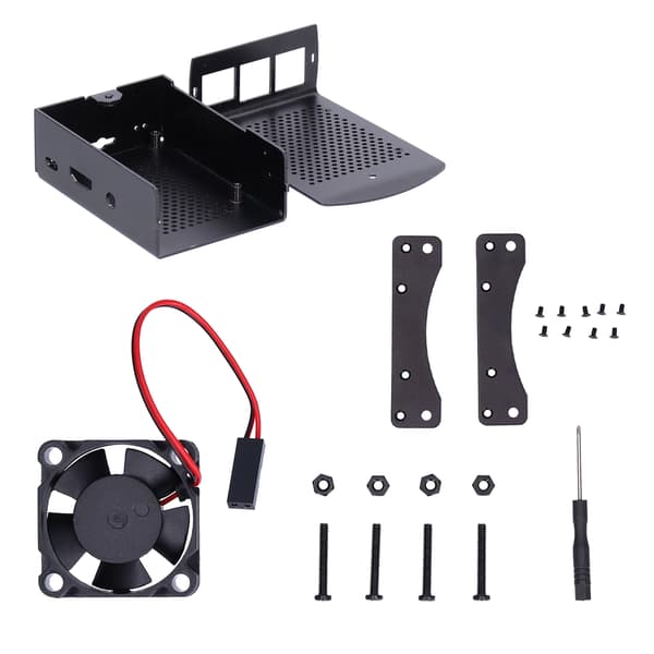 Varmeafledende kabinet i aluminiumslegering til Raspberry Pi 2 3 B+ (med blæser)