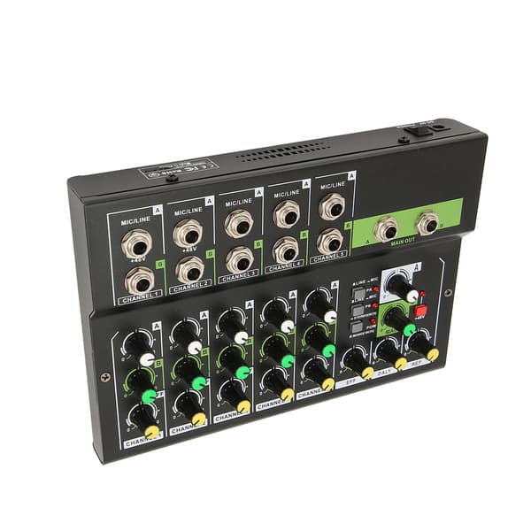 Kompakt mikser 5 kanaler 48V fantomstrøm stereo profesjonell lydmikser for DJ Studio Streaming 100-240V EU-plugg