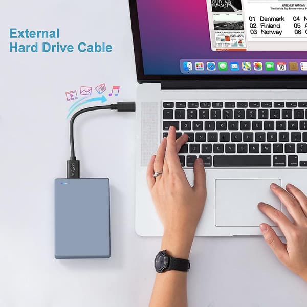 Kort USB B till USB C-kabel för extern hårddisk USB 3.1 Snabb 5 Gbps dataöverföring Kamerabyte Kompatibel 1-pack