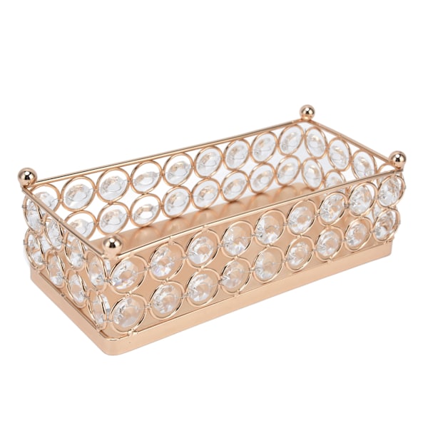 Kage Display Stativ Guld Finish Rektangulær Letvægts Exquisite Snacks Desserter Krystal Bakkeholder