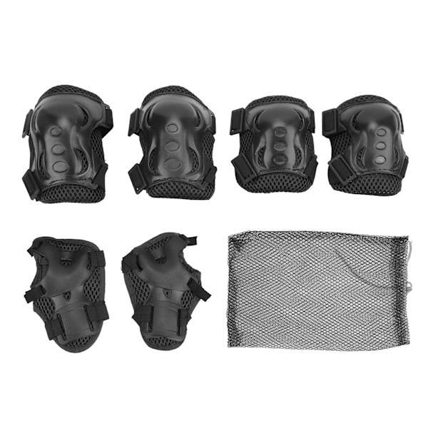 6 st / set rullskridsko skyddsutrustning justerbar knä armbåge handflata skydd för 6-18 år gammal svart