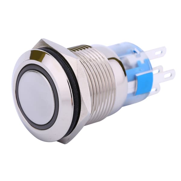 12V Auto Power Angel Eye Metall Trykknapp Blått LED Lys Vippebryter 19mm AP