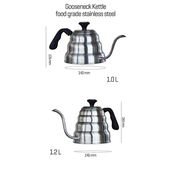 Kaffekedel 1,2L Rustfrit Stål Hæld Over Kaffekande