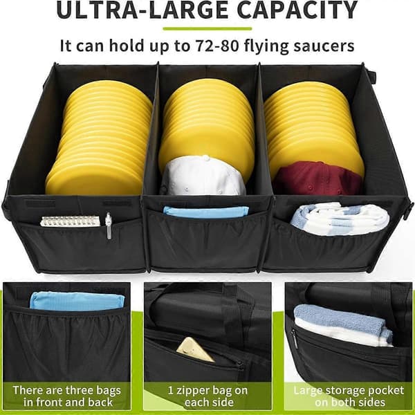 Disc Golf Opbevaringstaske med Rumdelere & Multi Sidelommer