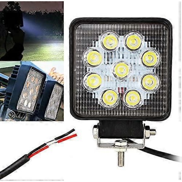 2 stk. 3 tommer 27W Firkantet Arbejdslys LED Lysbjælke, Bred Stråle Arbejdslys til Offroad Lastbil SUV og 4x4 Tågelygter