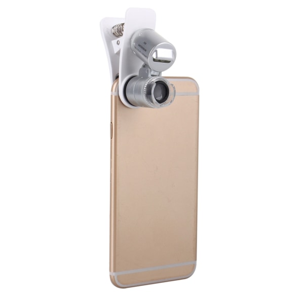 60X forstørrelsesglass Mobiltelefonlinsekamera LED-mikroskopforstørrelsesglass med klips for iphone
