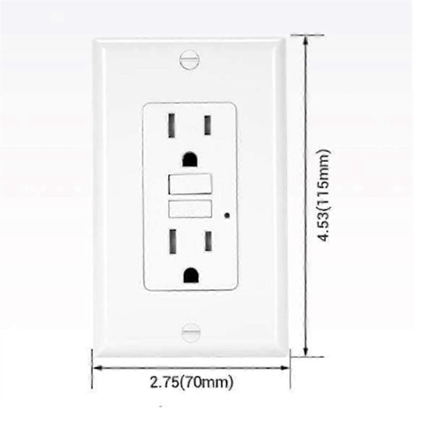 GFCI Uttag 15 Ampere, Självtestande GFI Elektriskt Uttag, Barnsäkert GFCI Vägguttag med Väggplatta Vit
