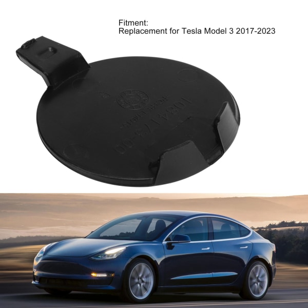 Etupuskurin vetokoukun cover 1084173 00 E Vaihto Tesla Model 3 2017 - 2023 Musta