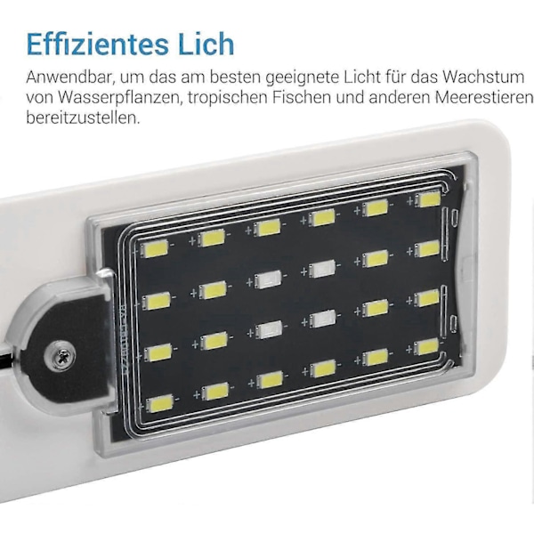 2025 Ny Led Akvarielyslampe med Klemme, Ultratynd Akvarielampe med Hvidt og Blåt Lys, 24 Led Akvarielys