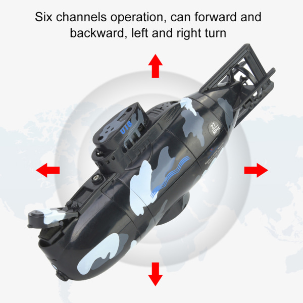 Militær fjernkontroll ubåtleketøy - Mini 6-kanals modell Black