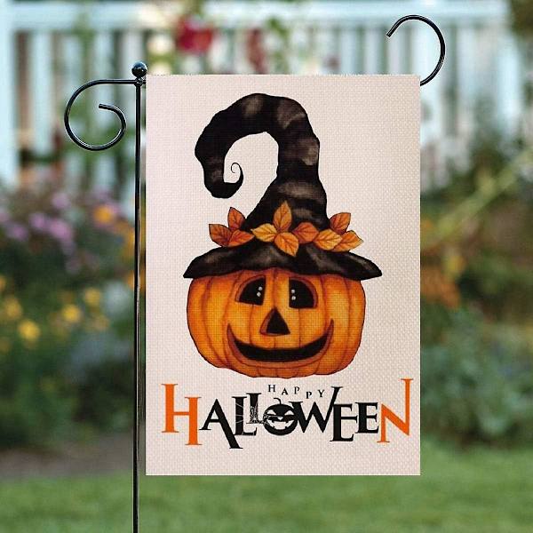 Gysende Græskar Halloween Haveflag - 12,5\" x 18\" Dobbeltsidet Burlap Efterårs Græskar Haveflag