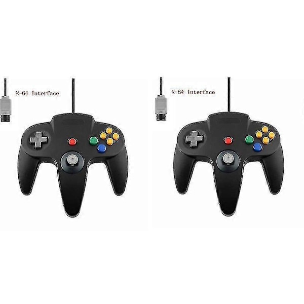 2-pack Klassisk Trådbunden N64-handkontroll Retrospel 64-bitars Gamepad Joystick Ersättning 092st