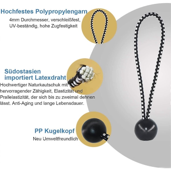 Kiristyskumit pallolla 50 kpl, pressukiristin pallolla 10cm, kumikiristin telttakumit laajennuslenkit kumilenkit pressuille teltta