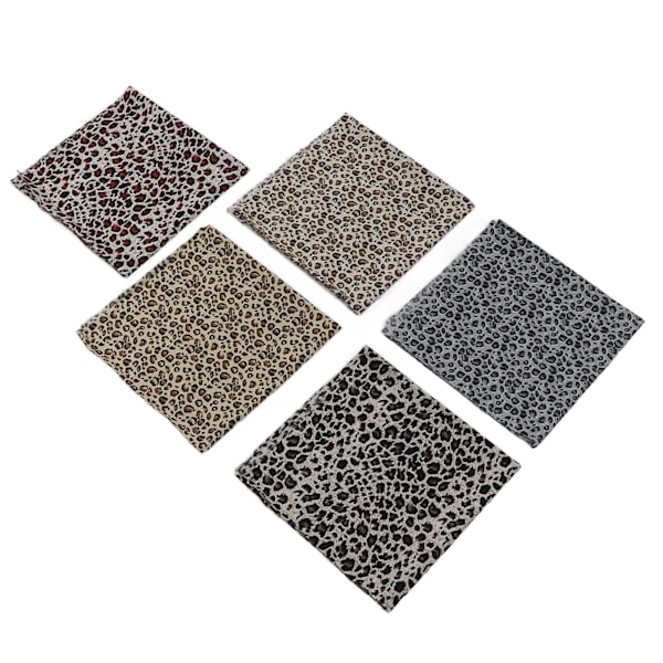5 stk bomullsstoff med leopardmønster i flere farger, 48x48 cm, mykt å ta på, hudvennlig trykt stoff