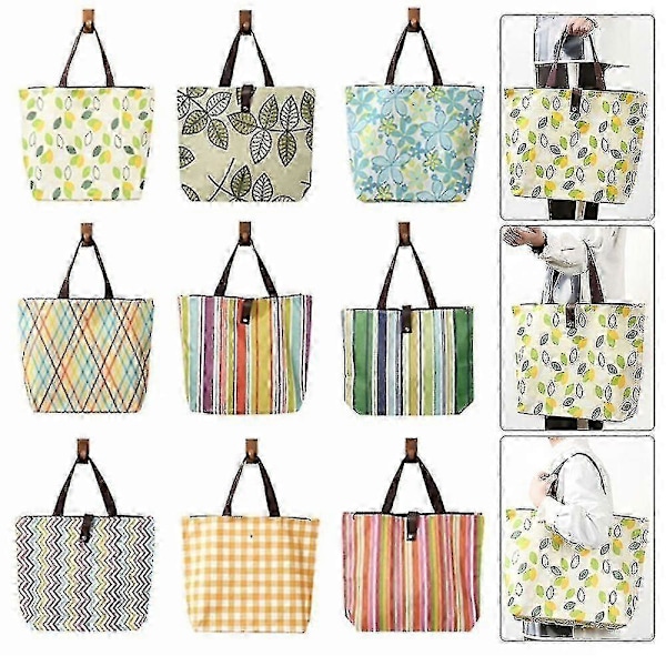 Bærbar Foldbar Vandtæt Printet Tote Taske Shopper Pung Skuldertaske Håndtaske Til Shopping|rejse|opbevaring Style-9