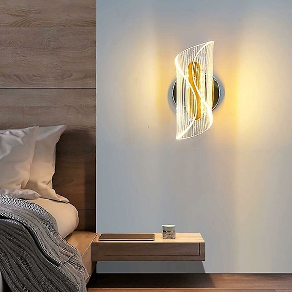 Inomhus Vägglampa 6W Dimbar Tricolor Led Arc Vägglampa Akryl Vägglampa Modern Belysning för Vardagsrum Sovrum Trappa Hall 29*10*10cm