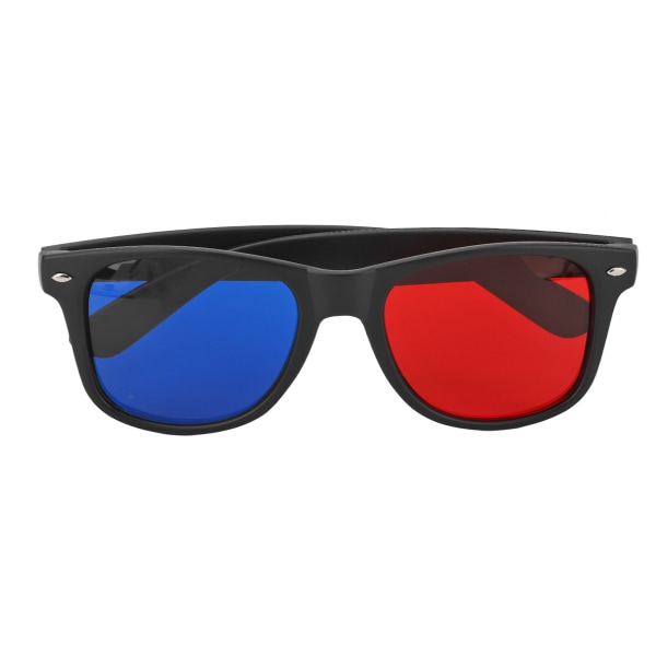 3D-briller, svart plastramme, harpiks, lett, lett å ha på seg, røde, blå briller for filmspill