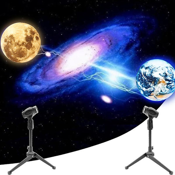 Månens Projektor Natlampe USB Genopladelig 3 Farvetilstande 360° Rotation Justerbar Lysstyrke Månens Atmosfære Projektor