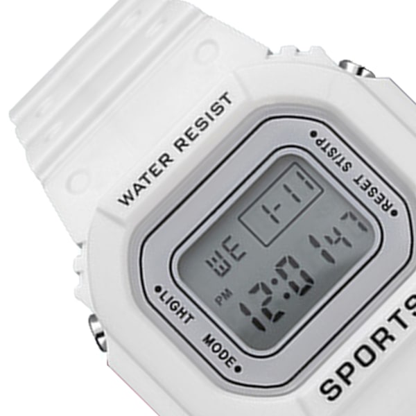 LED elektroninen watch vedenpitävä kevyt valoisa älykello pojille, tytöille valkoinen