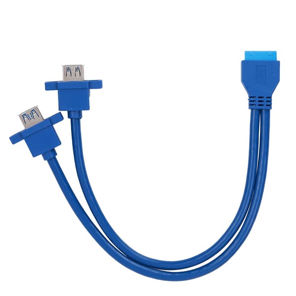 USB3.0 19PIN TIL 2AF Front Motherboard Panel Monteringskabel med Skruehul (0,3 m)