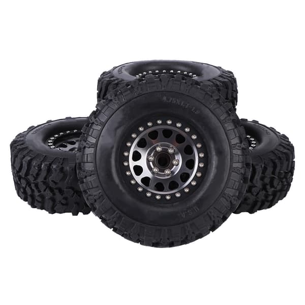 4 stk. RC Universal Crawler Gummidæk Metal Fælg RC Biltilbehør Titaniumfarve