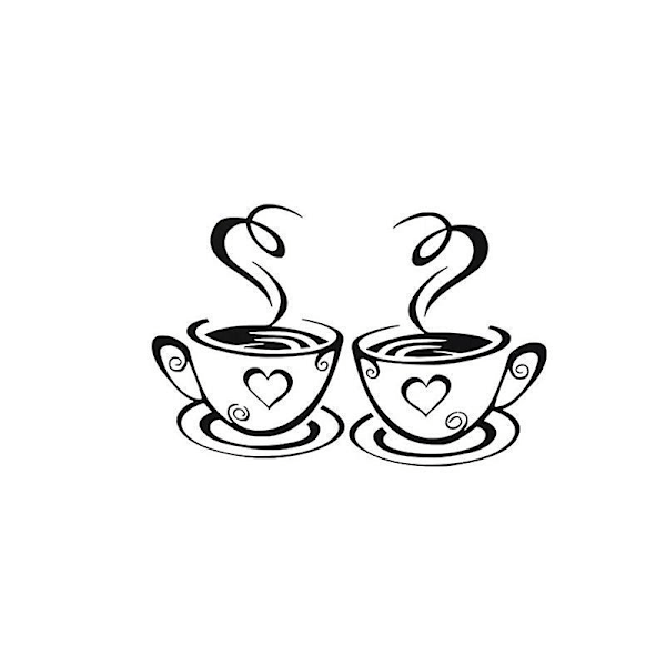 Kaffekoppar väggdekal, väggklistermärke, väggdekoration för vardagsrum, sovrum, kök, kontor
