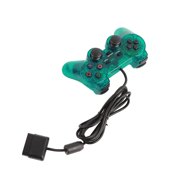PS2:lle langallinen peliohjain, mukava ote, kestävä kaksoisvärinä, langallinen läpinäkyvä peliohjain, vihreä