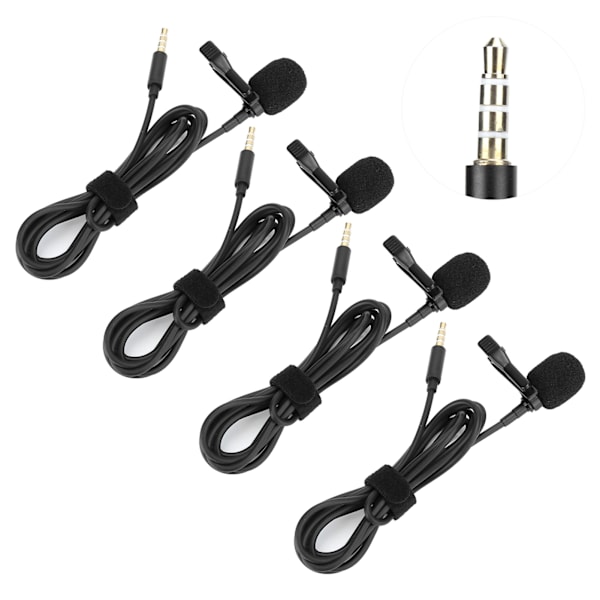 4 st Lavalier Clipon Mikrofon MIC Mobiltelefon Inspelningsutrustning 3,5 mm Gränssnitt (3,5 mm gränssnitt)