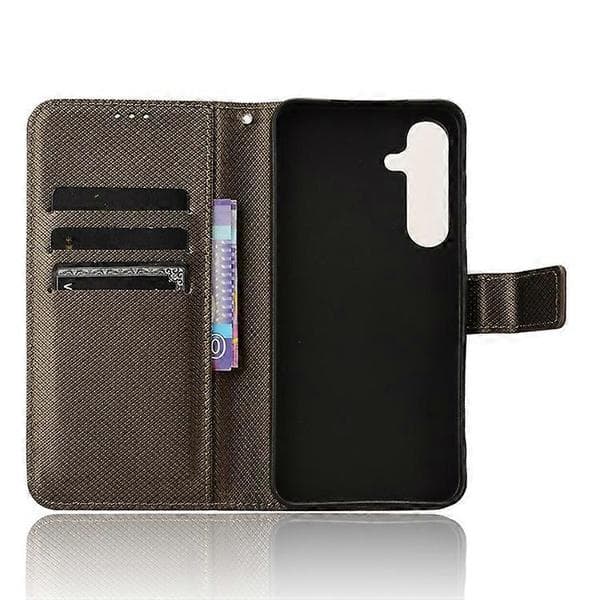 Kompatibel med Samsung Galaxy S25 Etui PU Læder Diamant Tekstur Pung Etui