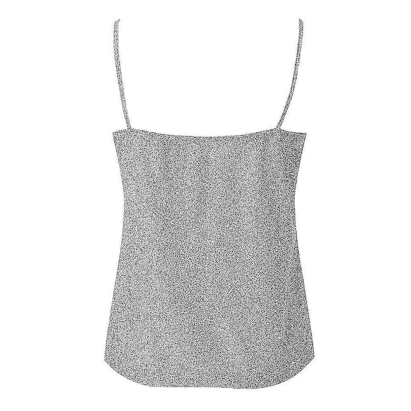 Hohtava Hopea Glitter Naisten Olkaimettomassa Tank Topissa - Seksikäs Cami Swing Liivi