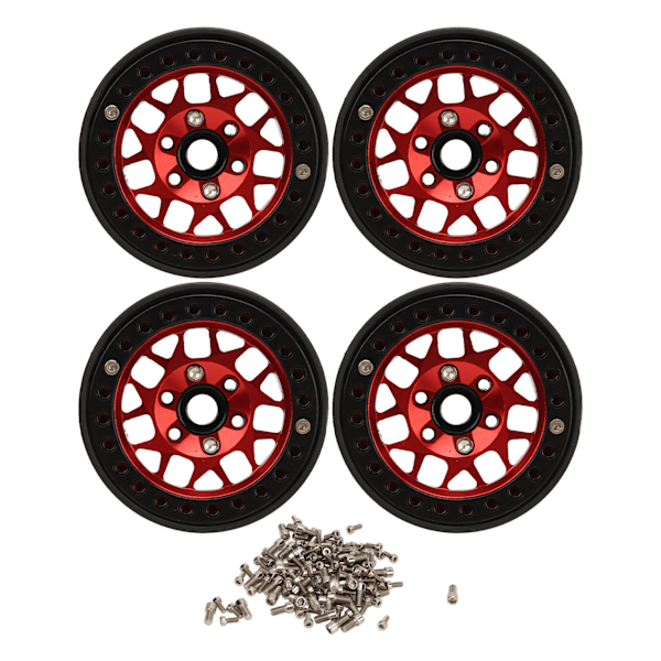 4 kpl Rc Crawler -vanteet Universaali alumiiniseos 1.9 tuuman RC Beadlock -pyörän vanteet SCX10 II Punainen