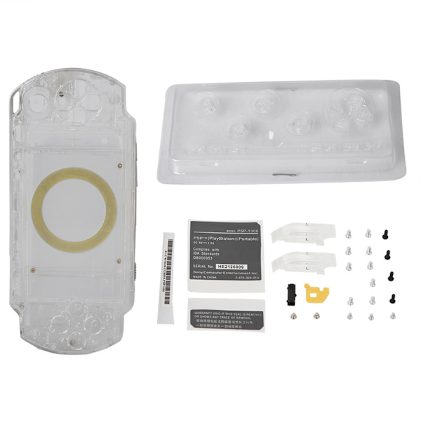 Fodralomslag Ersättning Full Shell Housing Set med Knappar Kit För PSP 1000 (Transparent)