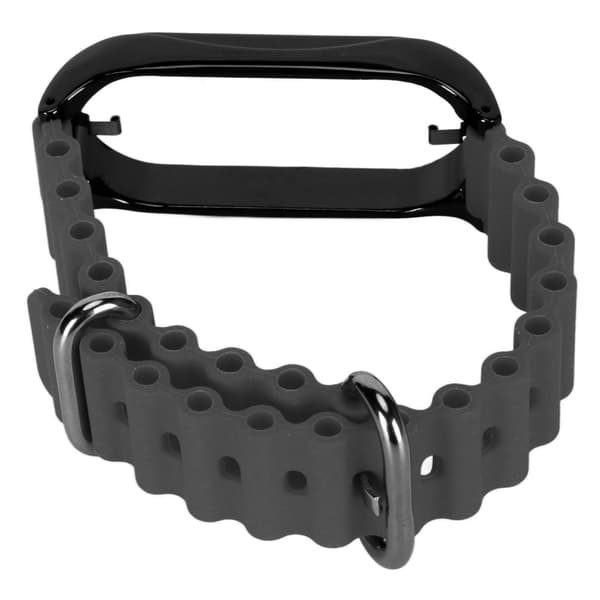 Silikone Urrem med Beskyttende Stødfanger i Rustfrit Stål, Tilbehør Passer til Mi Band 7 Sort
