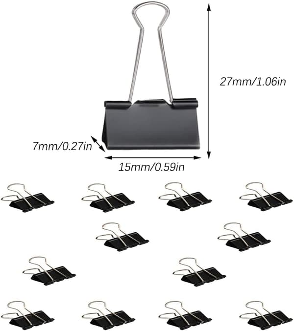 Paper Clips, 12 Pcs Metal Paper Clips, 15 mm Mini Office Clips, Foldable Clips for Office School Home Kitchen Stores