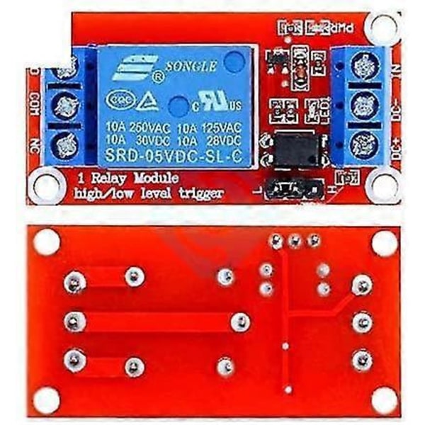 Starlight-5st 5V 1-vägs Relämodul Med Optokopplare 1-vägs Relä Expansionskort Hög Och Låg Trigger Med LED Varningslampa (DC 0-5V)