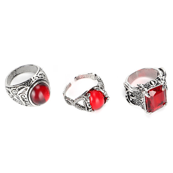 3 stk Alloy Retro Ring Udsøgt bærbar Rhinestones Ring Smykker Tilbehør Gave