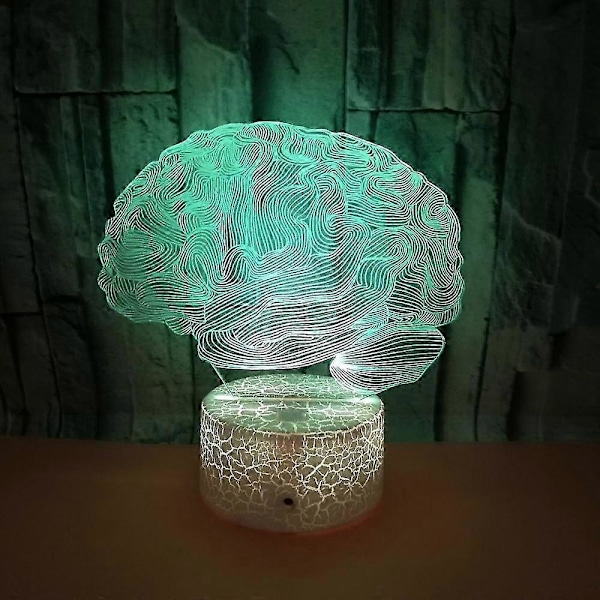 3D Illusion Hjärna LED Lampa Art Deco Lampa Lampor LED Dekorationslampor Fjärrkontroll 7/16 Färger Ändra Nattlampa USB-driven Barnpresent Födelsedag Jul