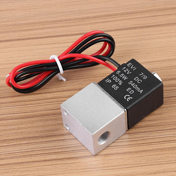 12V DC 1/8" 2-vejs normalt lukket pneumatisk aluminium elektrisk magnetventil luftventil