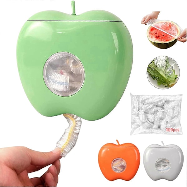 Oppbevaringsboks for plastfolie, multifunksjonell veggmontert dispenser for clingfilm, oppbevaringslokk for mat, oppbevaringsboks for ferskvareposer (grønn)