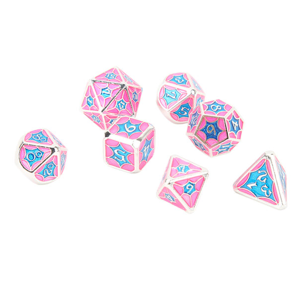 7-delad polyhedral tärningssats, bärbar, utsökt, rolig metalltärning, bordsspelrekvisita för festivalfest