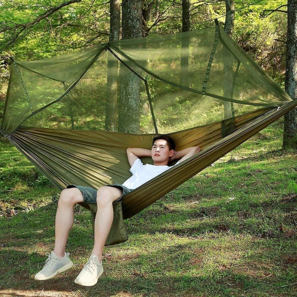 3-in-1-riippumatto hyttysverkolla ja peitteellä, XXL Double Camping -riippumatto ulko- ja sisäkäyttöön, 100 kg:n kantavuus