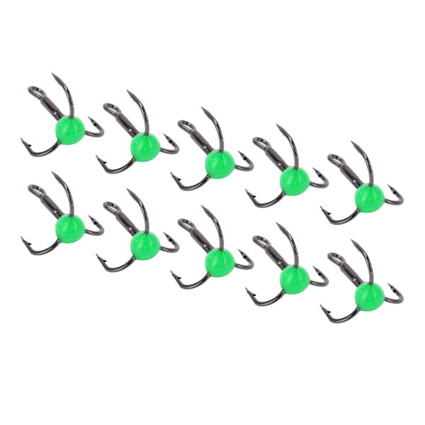 10 st/set fiskekrok trippelkrok i kolstål, korrosionsbeständig fiskedrag, färgad borrkrok, grön